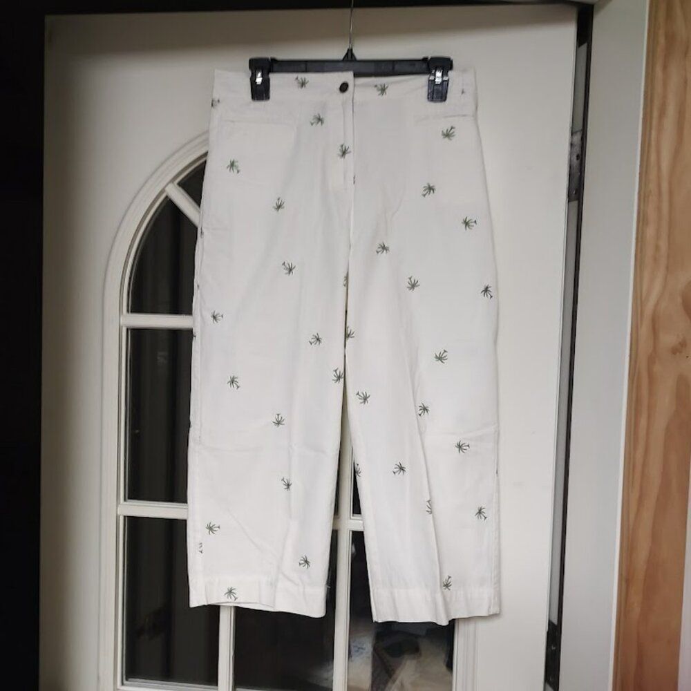 Basic Editions White Palm Tree Capri Pants Size Women's M